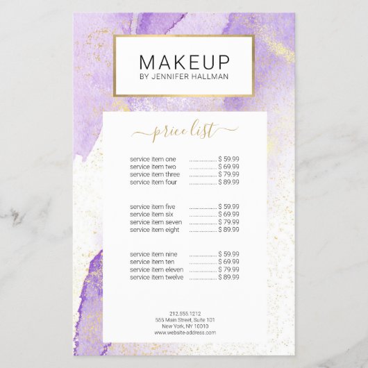 Abstracte lavender Waterverf met Faux Gold Dust Flyer (Voorkant)