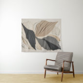 Abstracte Leaf Collage Neutral Tones Boho Wandkleed (In Situ (horizontaal))