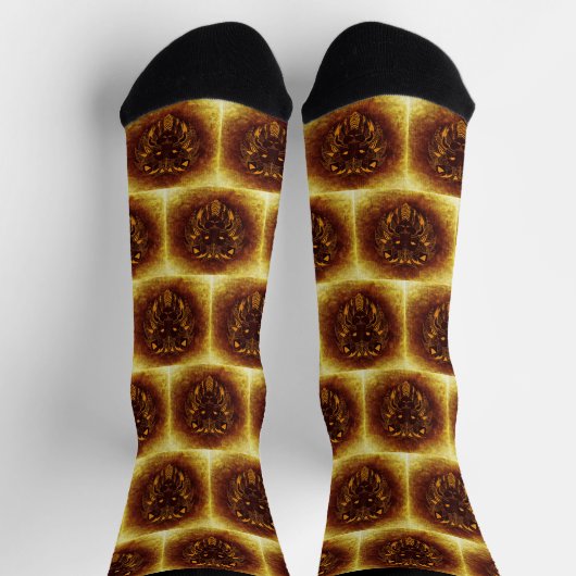 Abstracte leeuw op bruin geel sokken (Top)