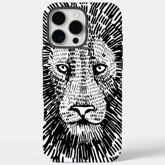 Abstracte Leeuwengezicht Illustratie in Vette Lijn Case-Mate iPhone Case (Achterkant)