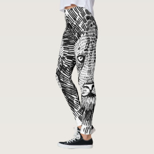 Abstracte Leeuwengezicht Illustratie in Vette Lijn Leggings