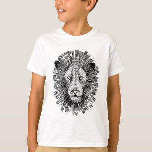 Abstracte Leeuwengezicht Illustratie in Vette Lijn T-shirt