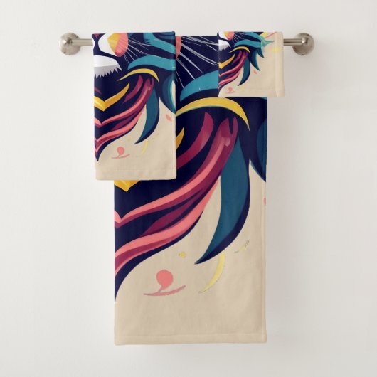 Abstracte Leeuwenkop Kunst Bad Handdoek (Insitu)