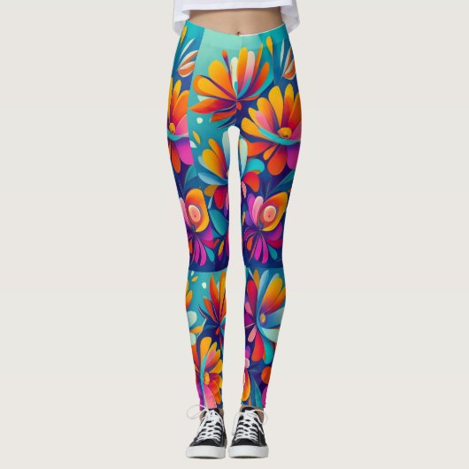 Abstracte Leggings bloemen (Voorkant)