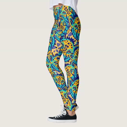 abstracte leggings levendig tijgerkoppatroon (Links)