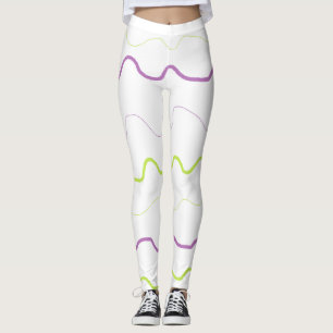 Abstracte Leggings met Paarse en kalkgroene vierka