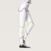 Abstracte Leggings met Paarse en kalkgroene vierka (Rechts)