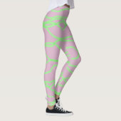 Abstracte Leggings met roze en kalkgroene vierkant (Rechts)
