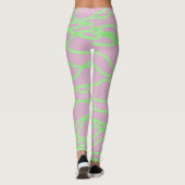Abstracte Leggings met roze en kalkgroene vierkant (Achterkant)
