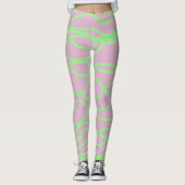 Abstracte Leggings met roze en kalkgroene vierkant (Voorkant)