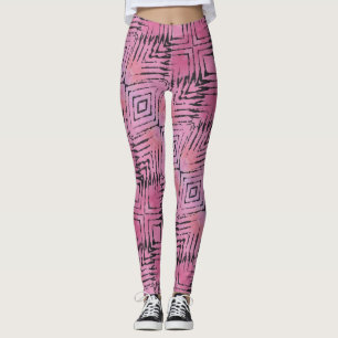 Abstracte Leggings met roze en zwarte tribale