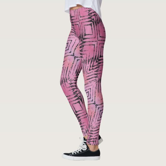 Abstracte Leggings met roze en zwarte tribale (Links)