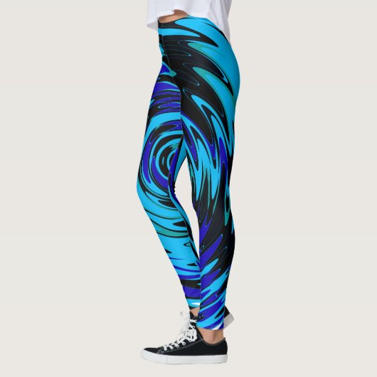 Abstracte Leggings met wervelingen in blauw zwart- (Links)