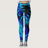 Abstracte Leggings met wervelingen in blauw zwart- (Voorkant)