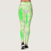 Abstracte Leggings Ontwerp in Geel, Groen en Paars (Achterkant)