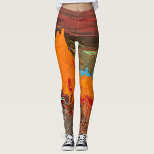 Abstracte Leggings "Oranje barst"