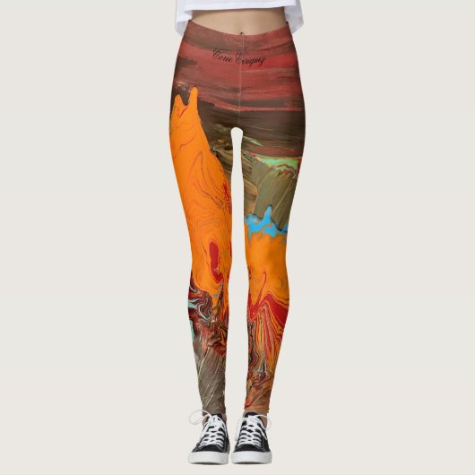 Abstracte Leggings "Oranje barst" (Voorkant)