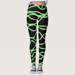 Abstracte Leggings voor Black en Lime Green Squigg