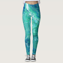 Abstracte Leggings voor Blues & Greens - "Atlantis