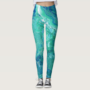 Abstracte Leggings voor Blues & Greens - "Atlantis