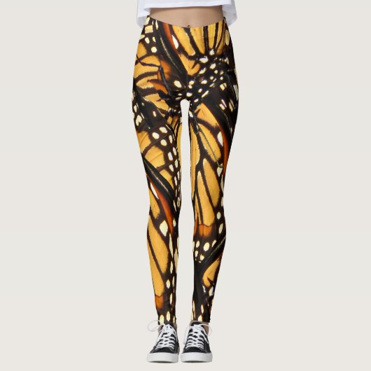 Abstracte Leggings voor Oranje zwarte zwarte vlind (Voorkant)