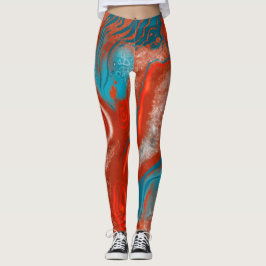 Abstracte leggings voor turkooizen en brandweer
