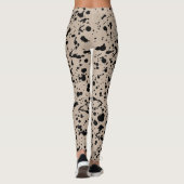 Abstracte Leggings voor zwart-wit en beige patrone (Achterkant)