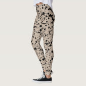 Abstracte Leggings voor zwart-wit en beige patrone (Links)