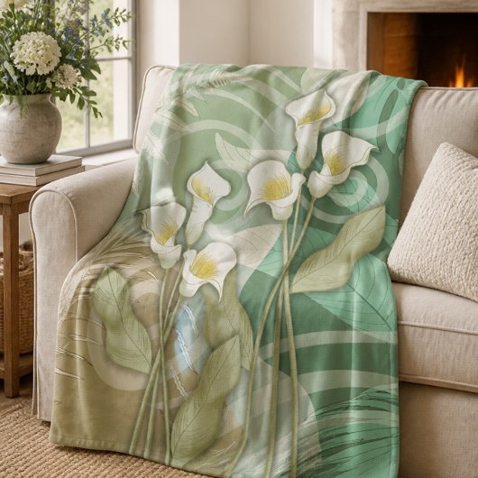 Abstracte Lelies Medium Flanellen Deken