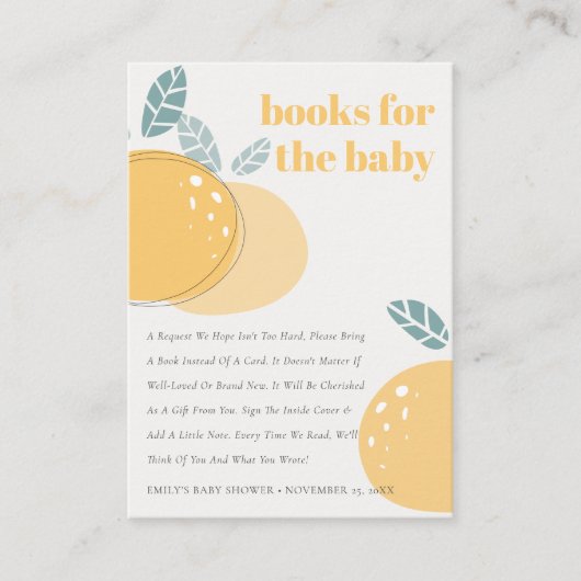 Abstracte Lemon Fruity Books voor Baby shower Informatiekaartje (Voorkant)