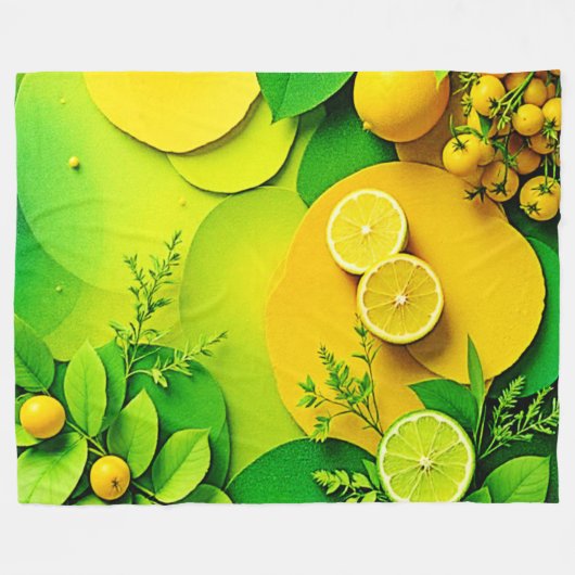 Abstracte Lemon Limoen Natuur Art Fleece Deken (Voorkant (Horizontaal))