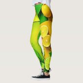 Abstracte Lemon Limoen Natuur Art Leggings (Links)