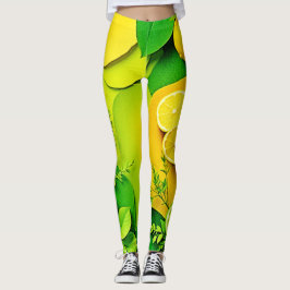 Abstracte Lemon Limoen Natuur Art Leggings