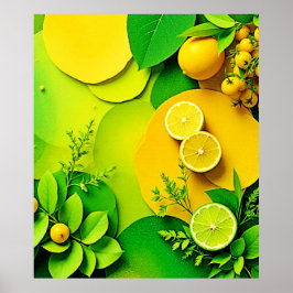 Abstracte Lemon Limoen Natuur Art Poster