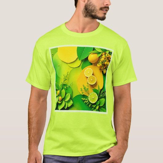 Abstracte Lemon Limoen Natuur Art T-shirt (Voorkant)