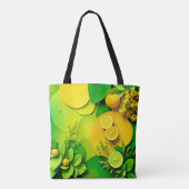Abstracte Lemon Limoen Natuur Art Tote Bag (Achterkant)
