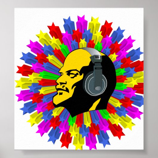 Abstracte lenin Head in Star Circle Poster (Voorkant)
