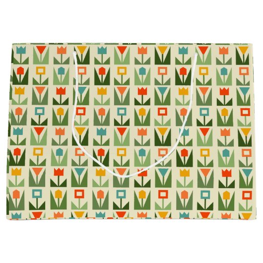 Abstracte Lente Bloemen Grote Geschenktas Groot Cadeauzakje (Voorkant)