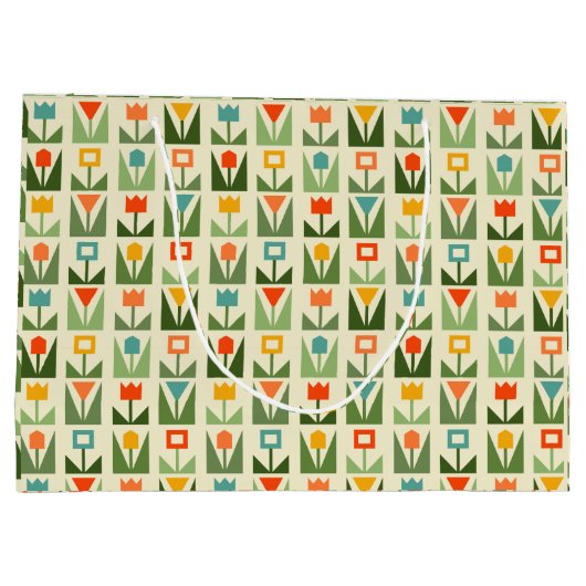 Abstracte Lente Bloemen Grote Geschenktas Groot Cadeauzakje (Achterkant)