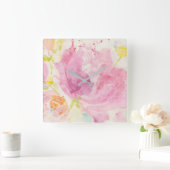 Abstracte lente-Florals Vierkante Klok (Huis)