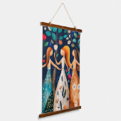 Abstracte lente: grillige herstelde kunst hangend wandkleed (Gebogen)