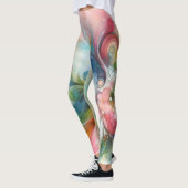 Abstracte lente kleuren wervelingen dames mode  leggings (Links)