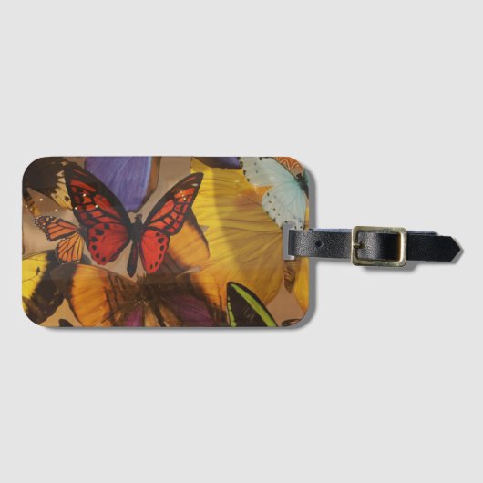 abstracte lente paarse sinaasappel bordeaux vlinde bagagelabel (Voorkant (horizontaal))