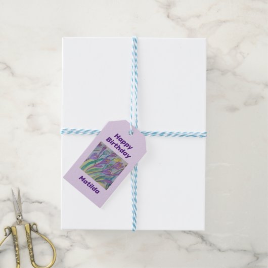 Abstracte lentescrocus cadeaulabel (Met Touw)
