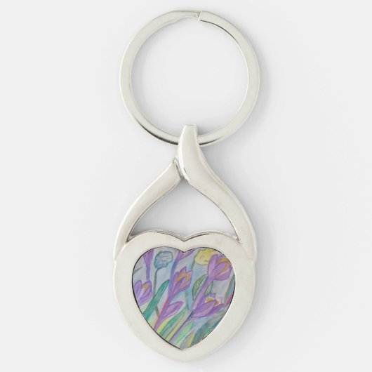 Abstracte lentescrocus metal key ring sleutelhanger (Voorkant)
