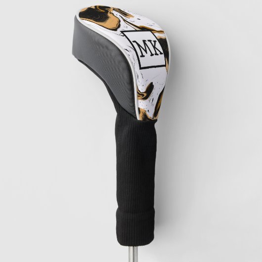 Abstracte leopard-afdruk marmer Swirls Fluid Art Golfheadcover (Schuin)