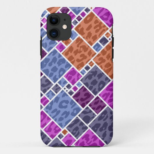 Abstracte leopard-kunst | Paarse grijze pleinen Case-Mate iPhone Case (Achterkant)