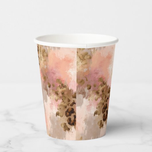 Abstracte Leopard Print Paper Cups Papieren Bekers (Rechts)