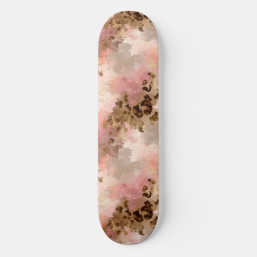 Abstracte Leopard Print Skateboard (Voorkant)
