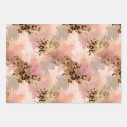 Abstracte Leopard Print Wrapping Paper Set (Voorkant 2)